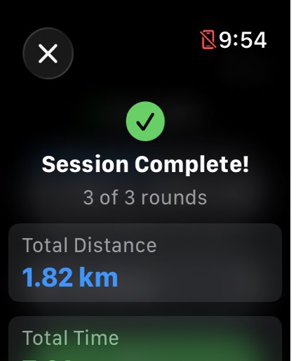 Session Complete, 1.82 km total